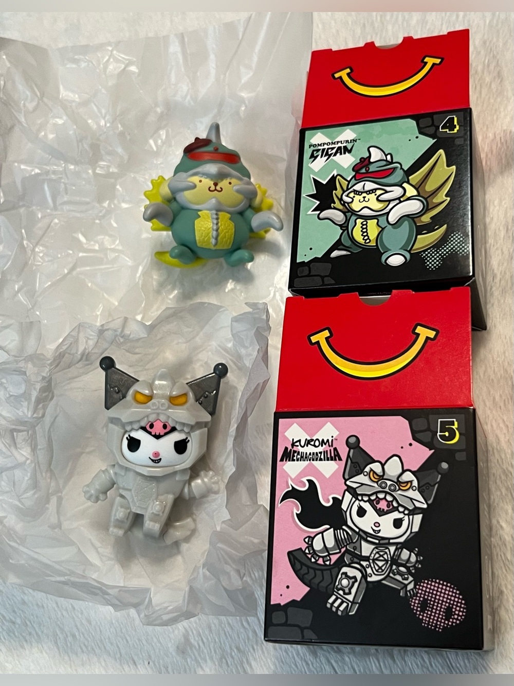 Lot of 2 McDonald’s 2026 Happy Meal Hello Kitty x Godzilla Toy Figures #4 & #5